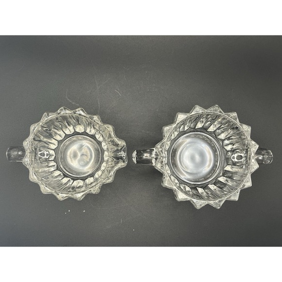 Vtg Jeannette Glass Depression Glass "National" creamer and sugar bowl set Clear - Picture 4 of 4